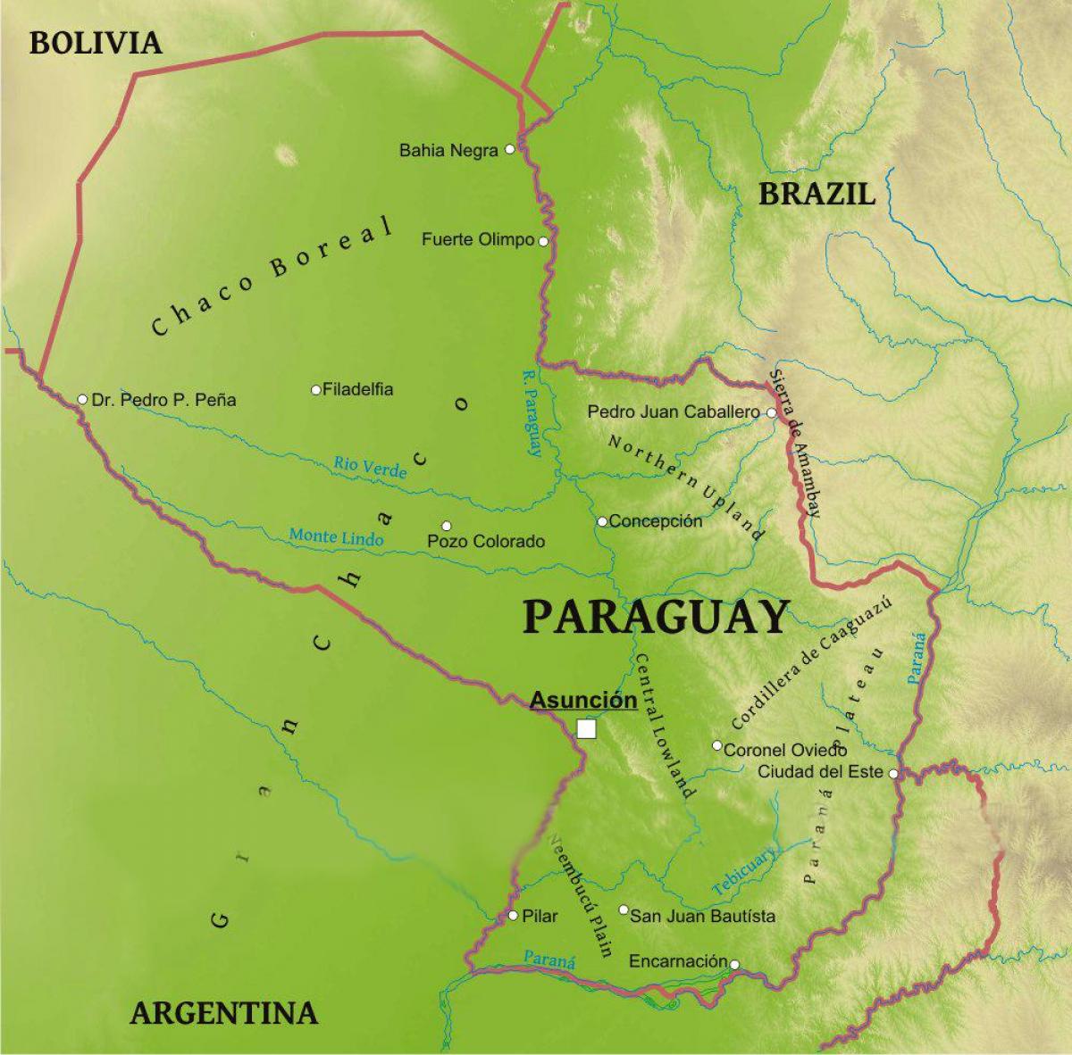 Kaart Paraguay geograafia