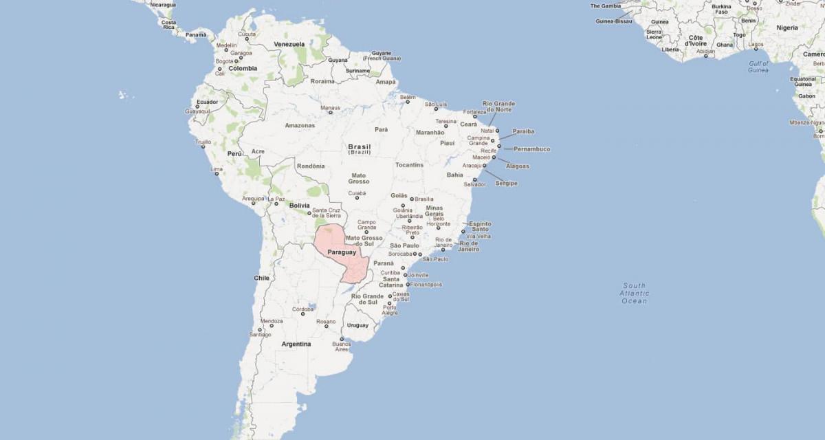 Kaart Paraguay-lõuna-ameerika