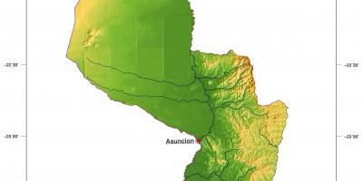 Kaart füüsilise Paraguay