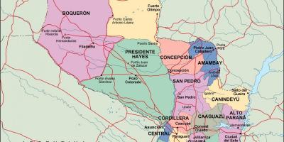 Kaart poliitilise Paraguay